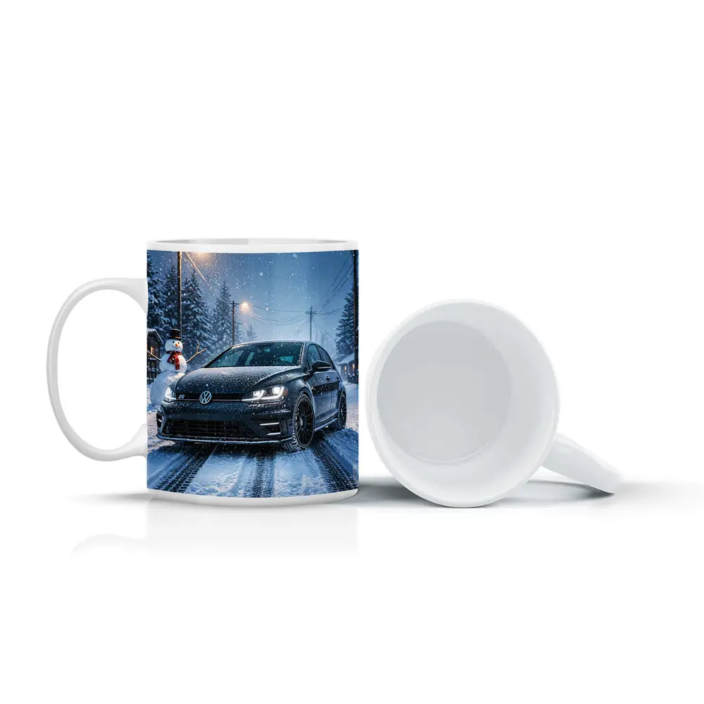 Volkswagen Golf R Black Winter Snow Night – Mugs