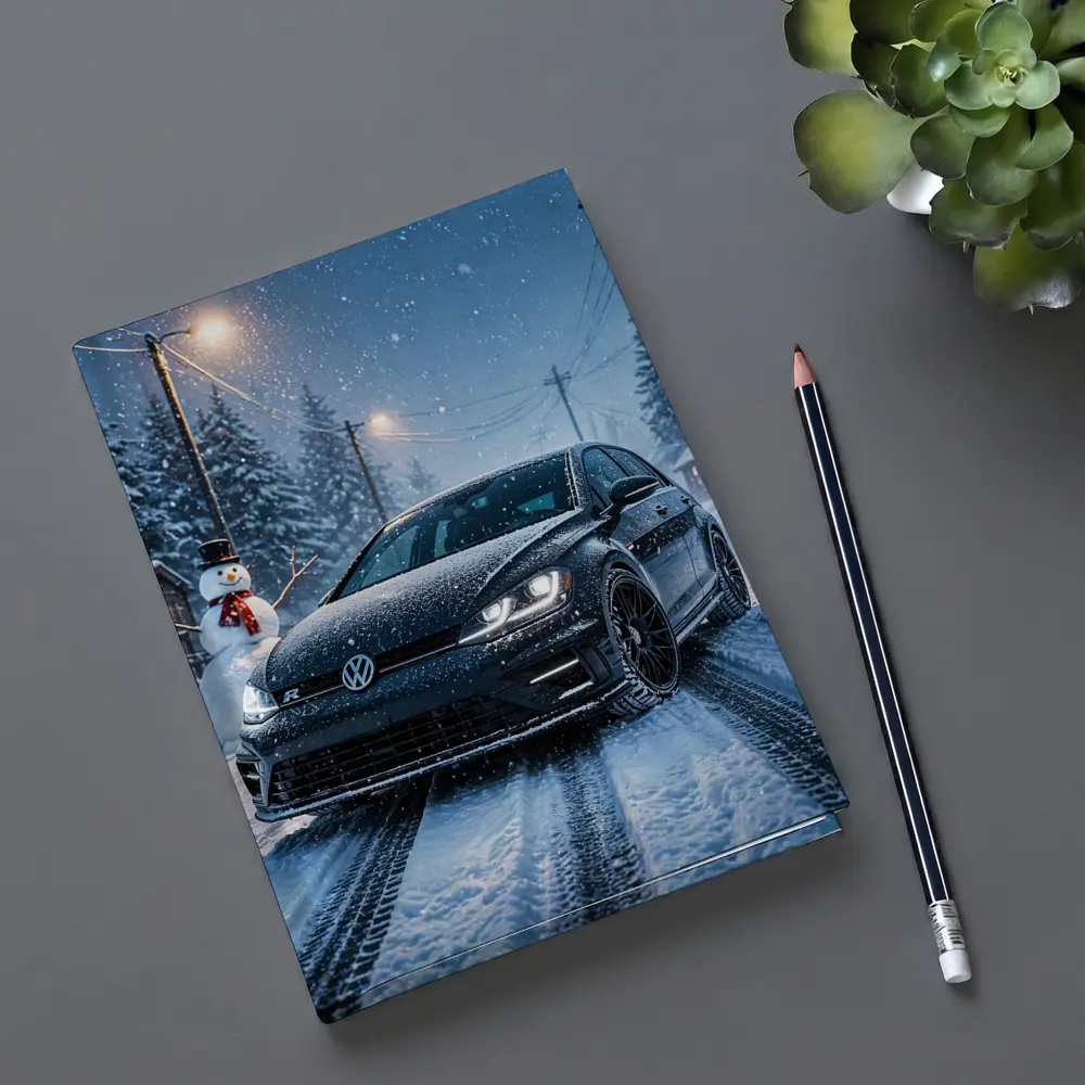 Volkswagen Golf R Black Winter Snow Night – Notebooks