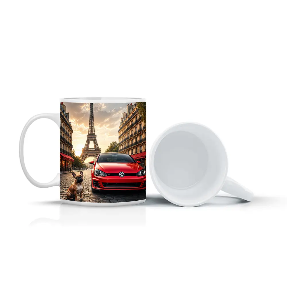 Red Volkswagen Golf GTI Paris Eiffel Tower – Mugs