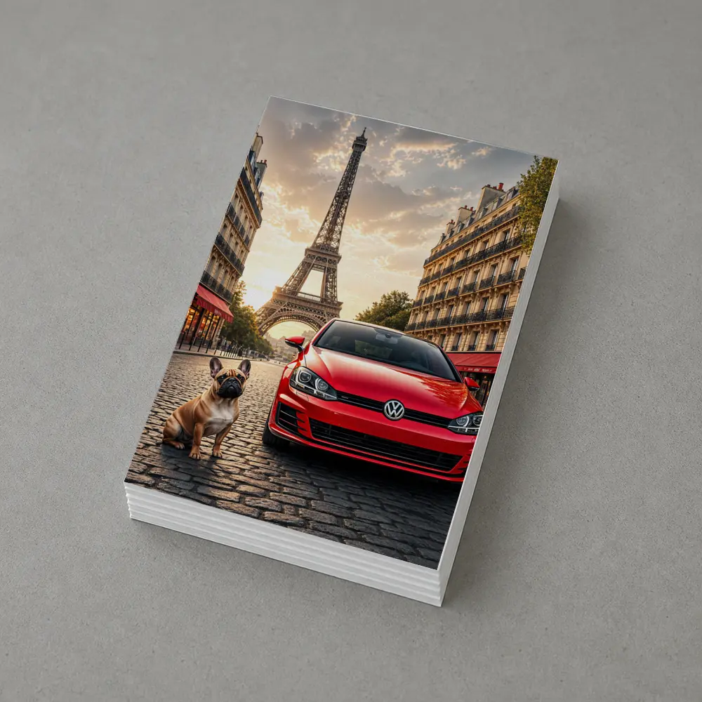 Red Volkswagen Golf GTI Paris Eiffel Tower – Postcards