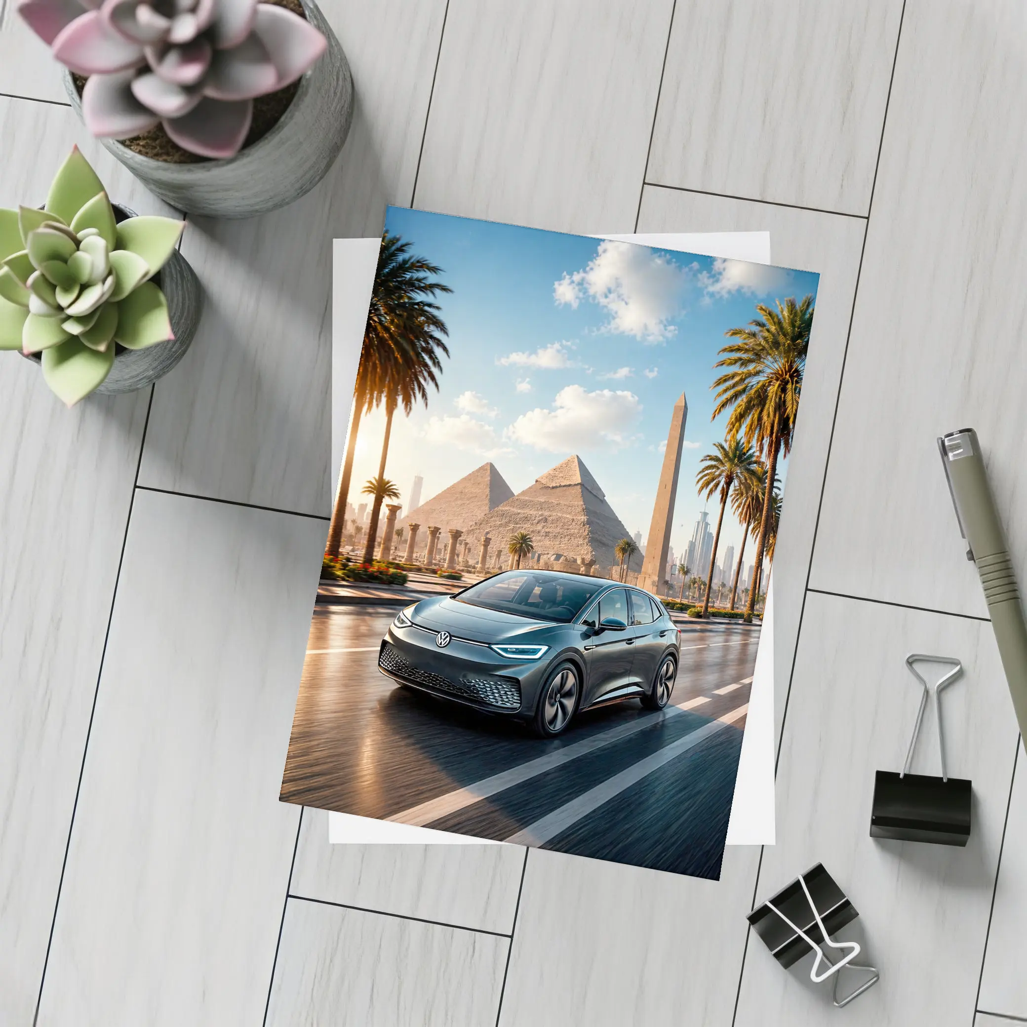 Volkswagen ID4 Electric SUV Egypt Pyramids – Postcards