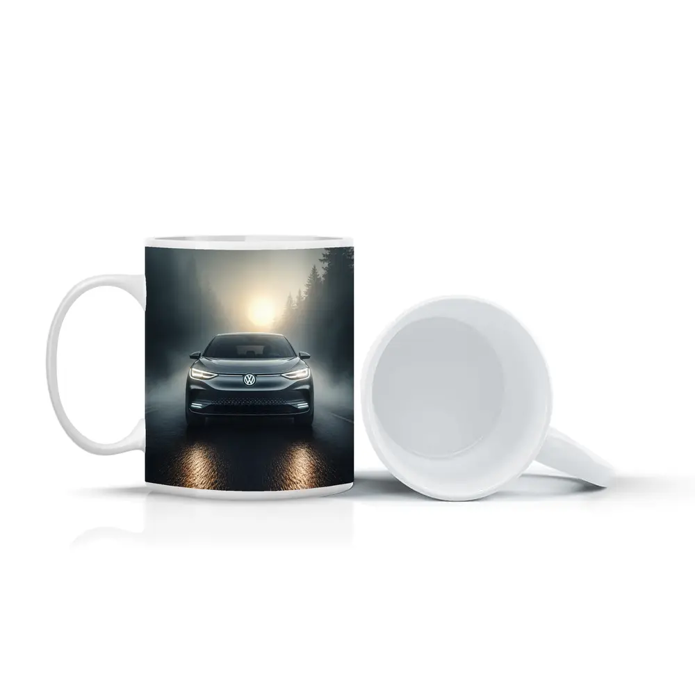 Volkswagen ID4 Electric SUV Foggy Forest Road – Mugs
