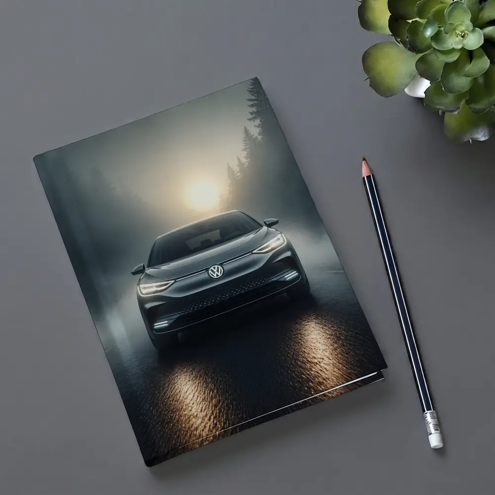 Volkswagen ID4 Electric SUV Foggy Forest Road – Notebooks