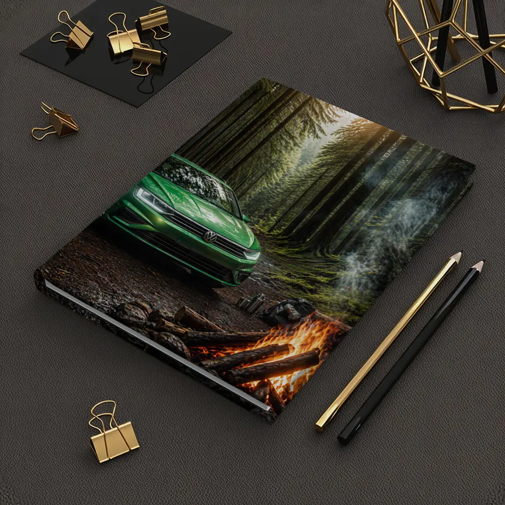 Volkswagen Passat Green Forest Campfire Scene – Notebooks