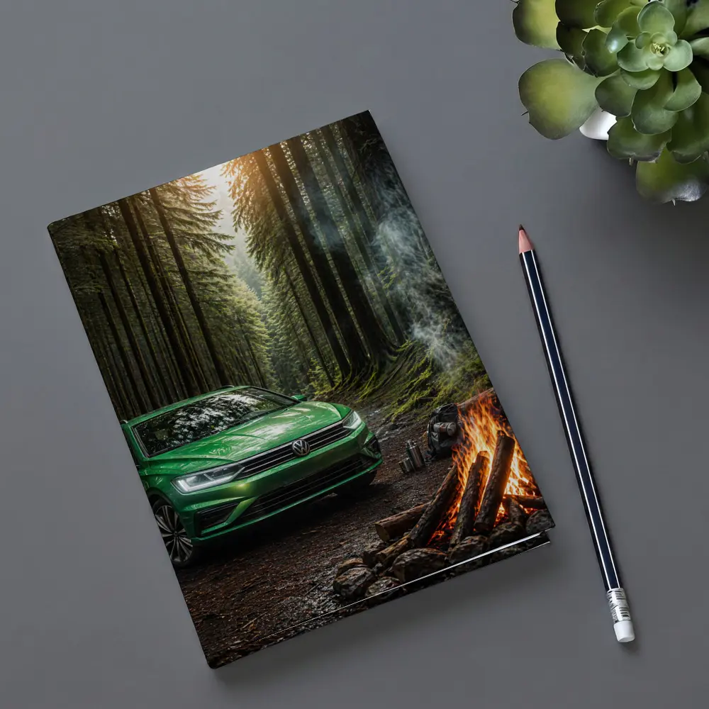 Volkswagen Passat Green Forest Campfire Scene – Notebooks