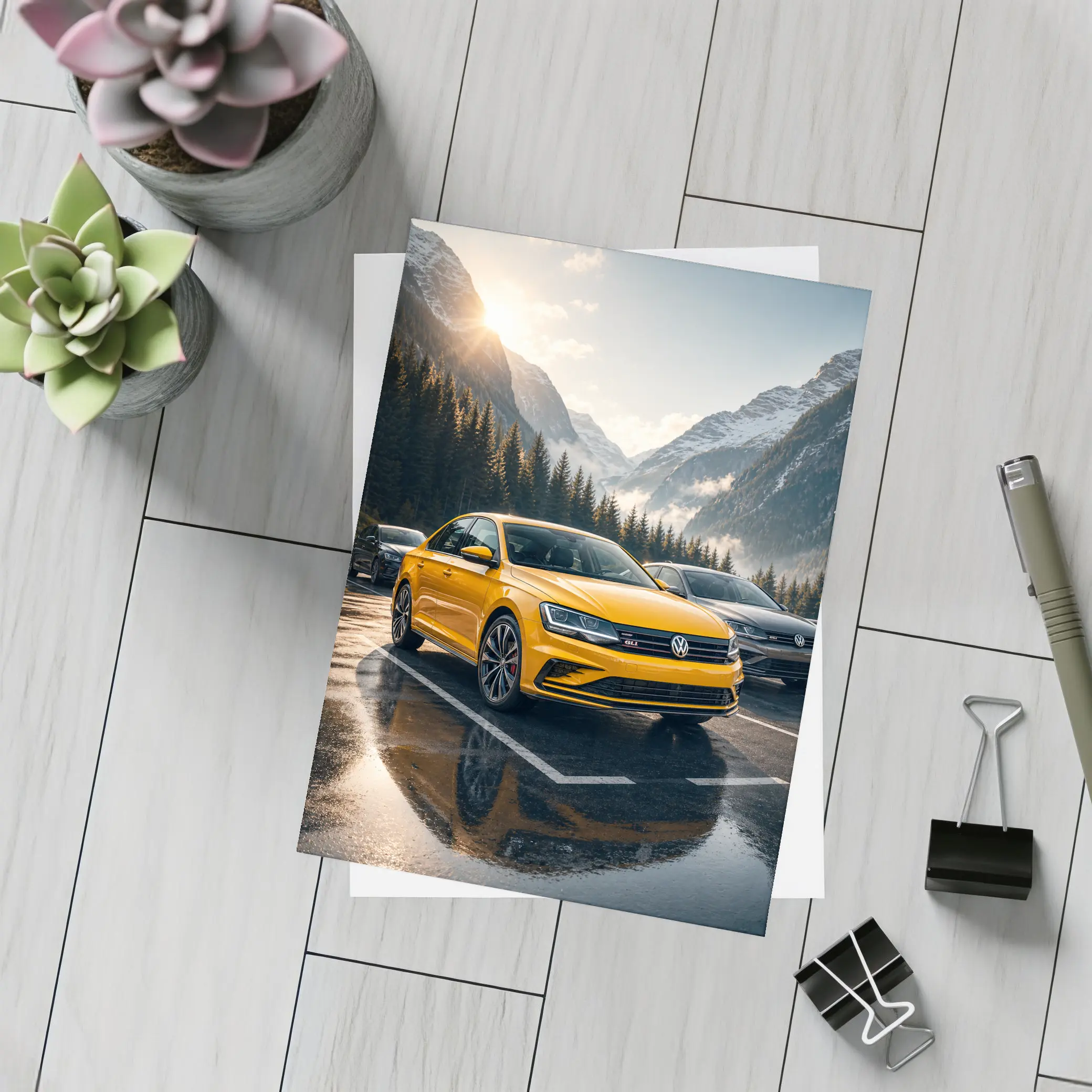 Volkswagen Jetta GLI Yellow Mountain Parking Lot – Postcards