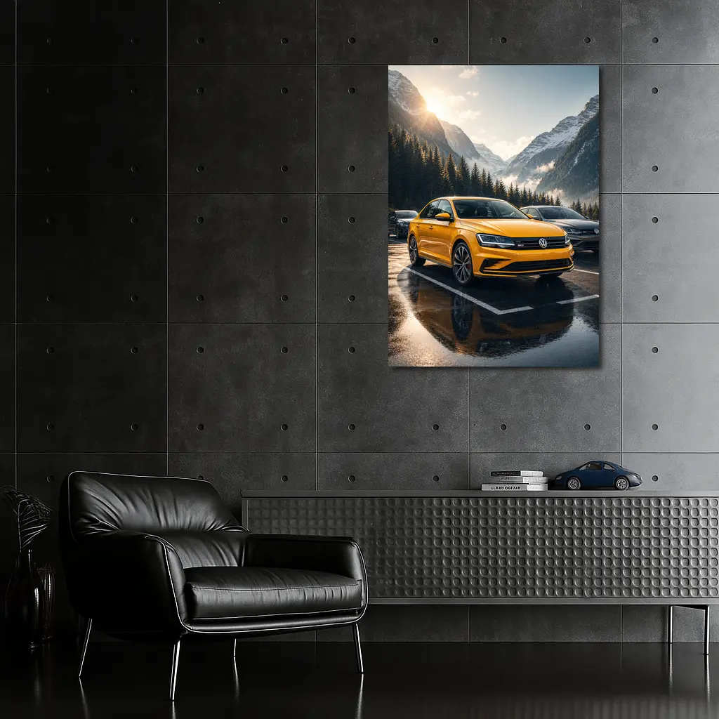 Volkswagen Jetta GLI Yellow Mountain Parking Lot – Wall Art