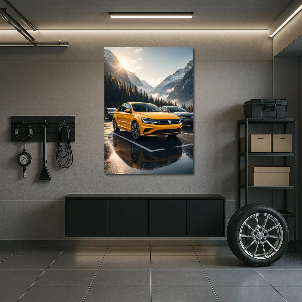 Volkswagen Jetta GLI Yellow Mountain Parking Lot – Wall Art