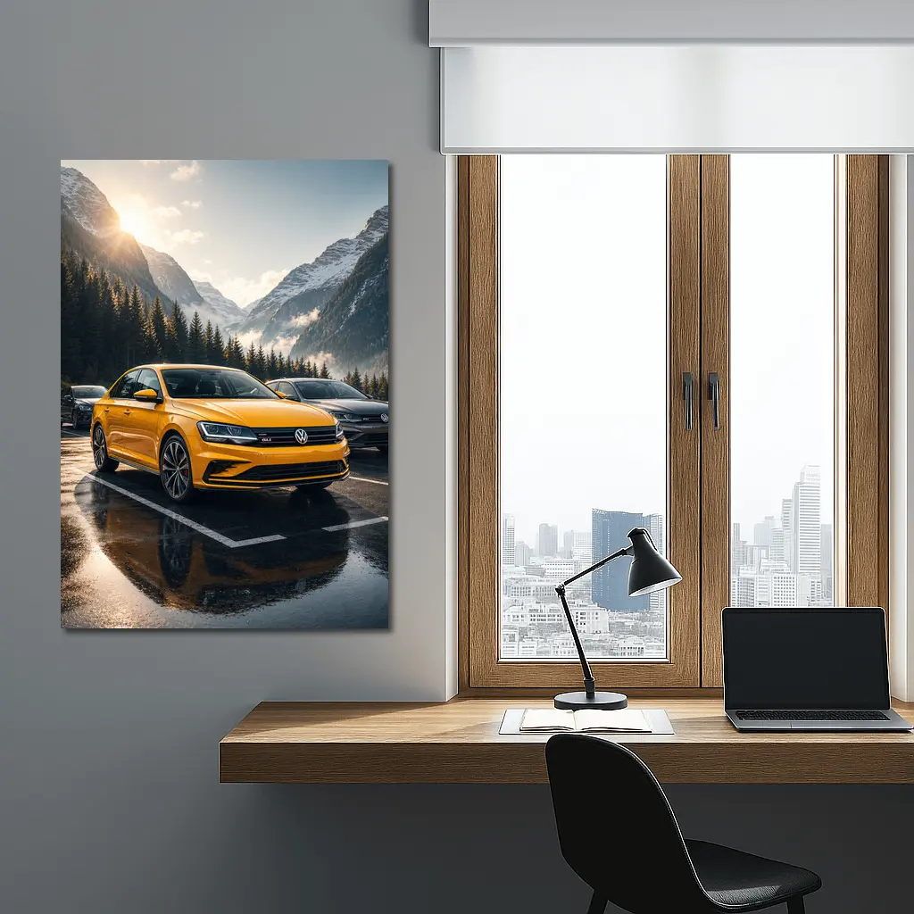 Volkswagen Jetta GLI Yellow Mountain Parking Lot – Wall Art