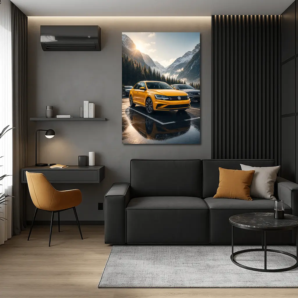 Volkswagen Jetta GLI Yellow Mountain Parking Lot – Wall Art