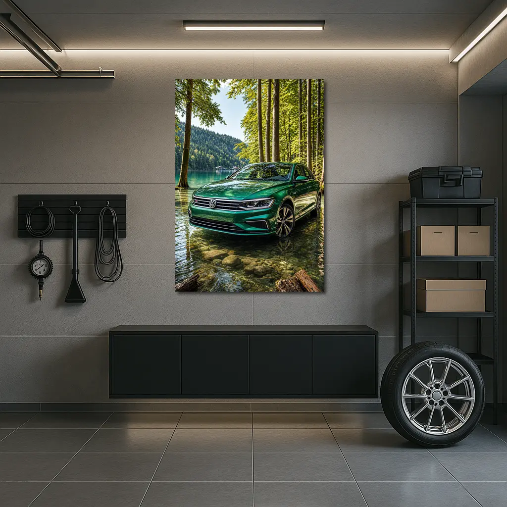 Volkswagen Passat Green by Forest Lake – Wall Art
