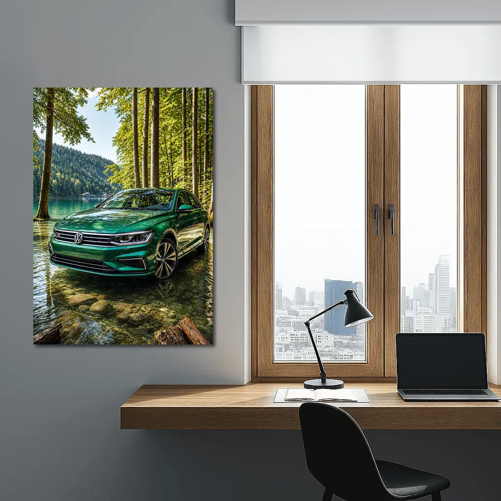 Volkswagen Passat Green by Forest Lake – Wall Art