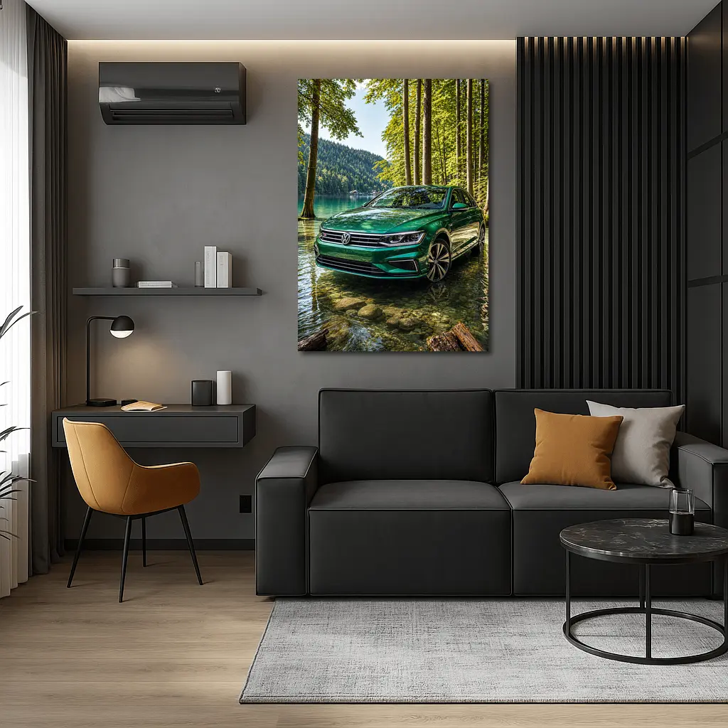 Volkswagen Passat Green by Forest Lake – Wall Art