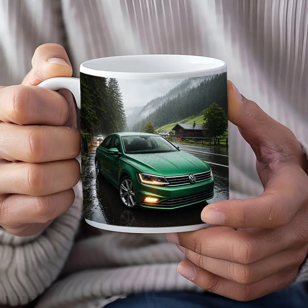 Volkswagen Passat Green Rain Mountain Road – Mugs
