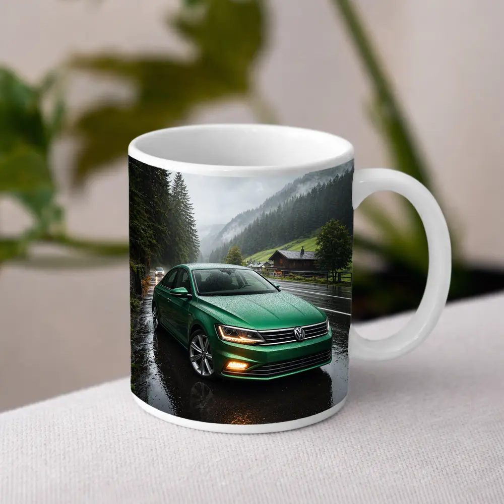 Volkswagen Passat Green Rain Mountain Road – Mugs