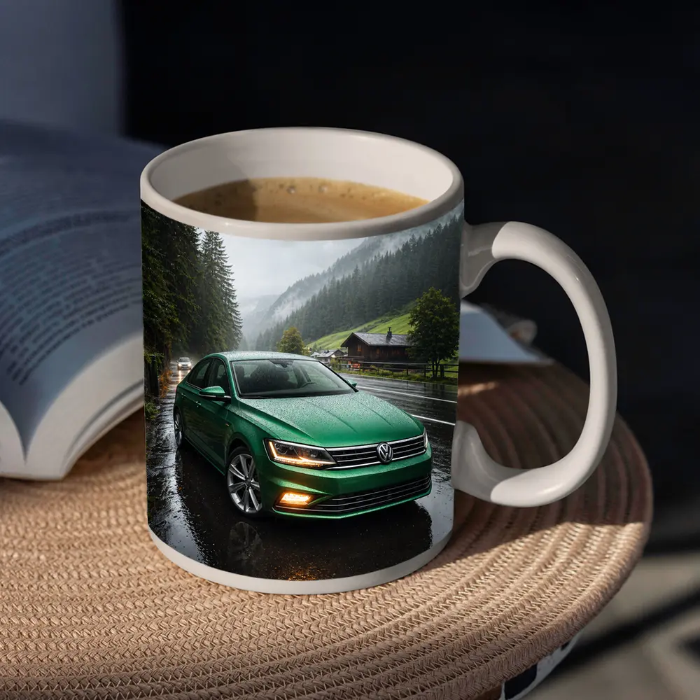 Volkswagen Passat Green Rain Mountain Road – Mugs