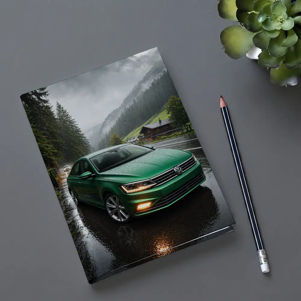 Volkswagen Passat Green Rain Mountain Road – Notebooks