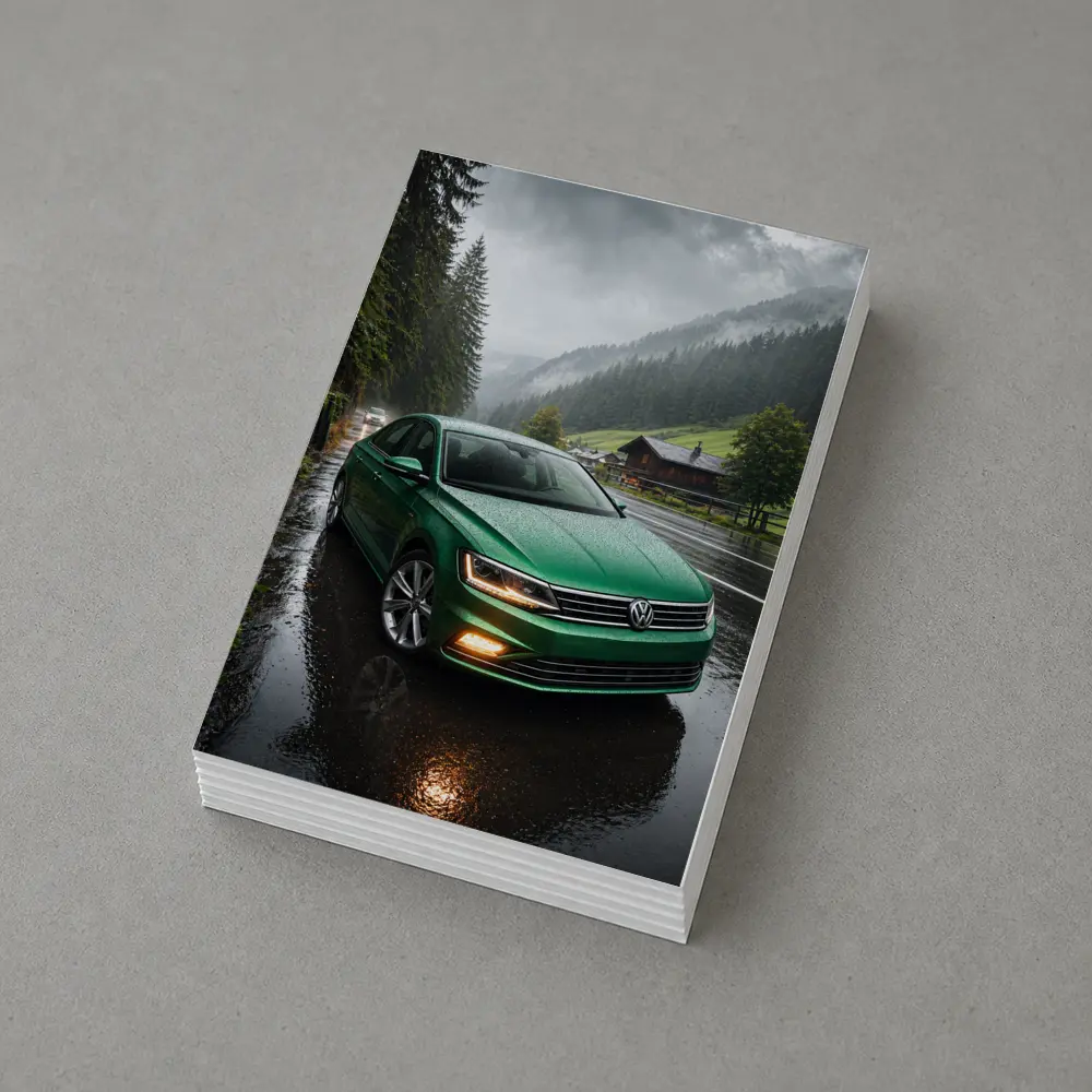 Volkswagen Passat Green Rain Mountain Road – Postcards