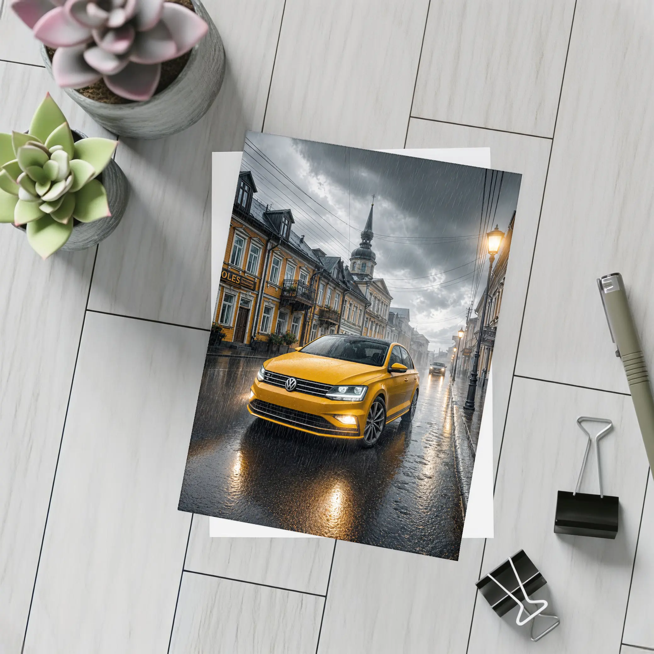 Volkswagen Jetta GLI Rainy City Street – Postcards