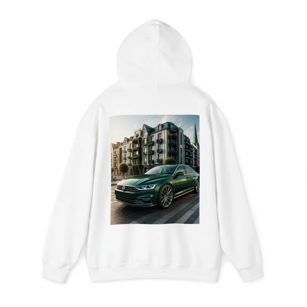 Volkswagen Passat Green Parked European City Street – Hoodies