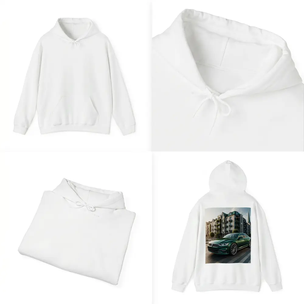 Volkswagen Passat Green Parked European City Street – Hoodies