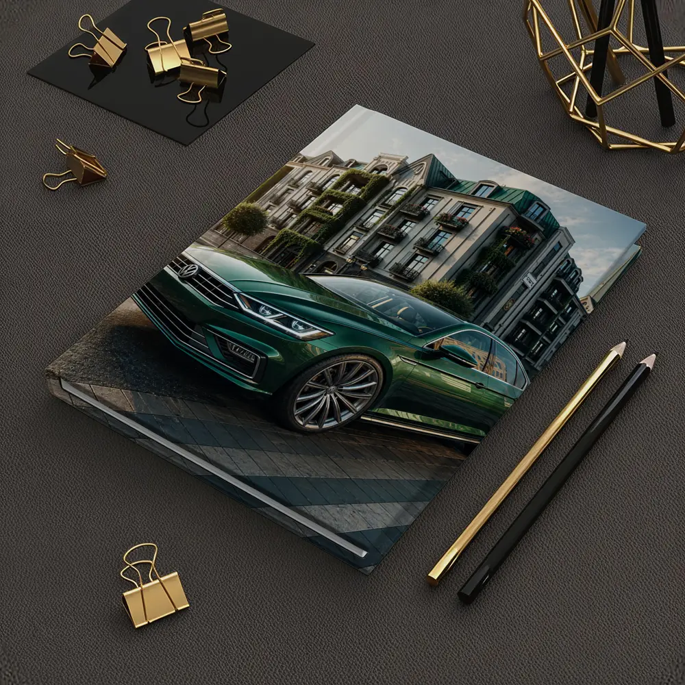 Volkswagen Passat Green Parked European City Street – Notebooks