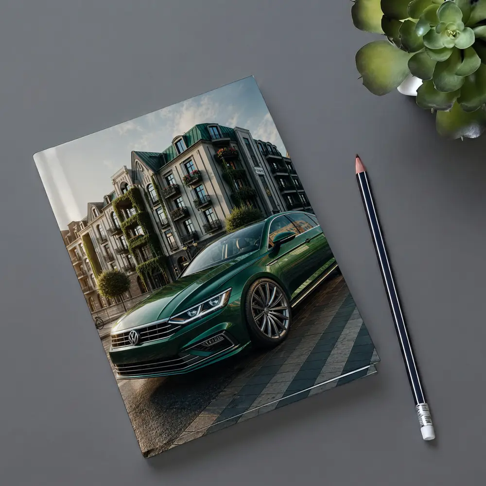 Volkswagen Passat Green Parked European City Street – Notebooks