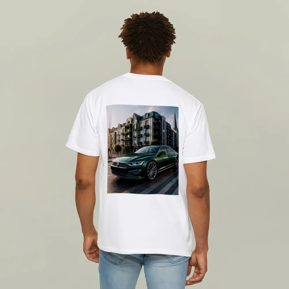 Volkswagen Passat Green Parked European City Street – T-Shirts