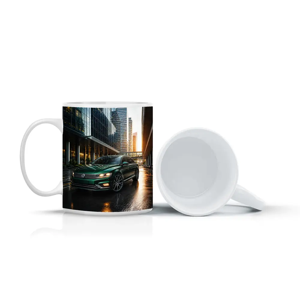 Volkswagen Passat Green Sedan City Sunset – Mugs