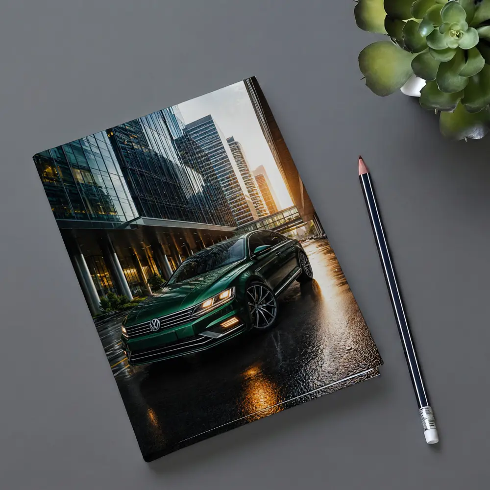 Volkswagen Passat Green Sedan City Sunset – Notebooks
