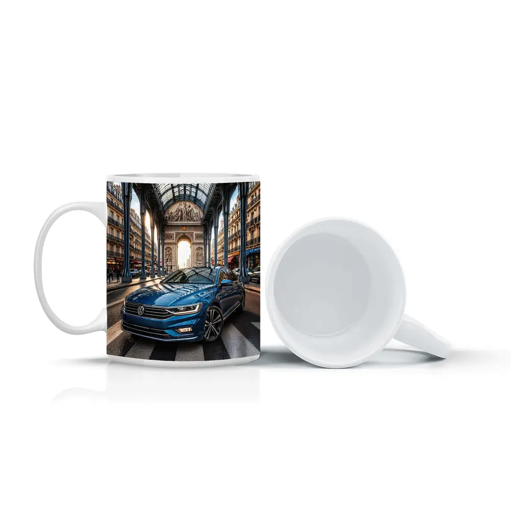 Volkswagen Passat Blue Car Paris Street – Mugs