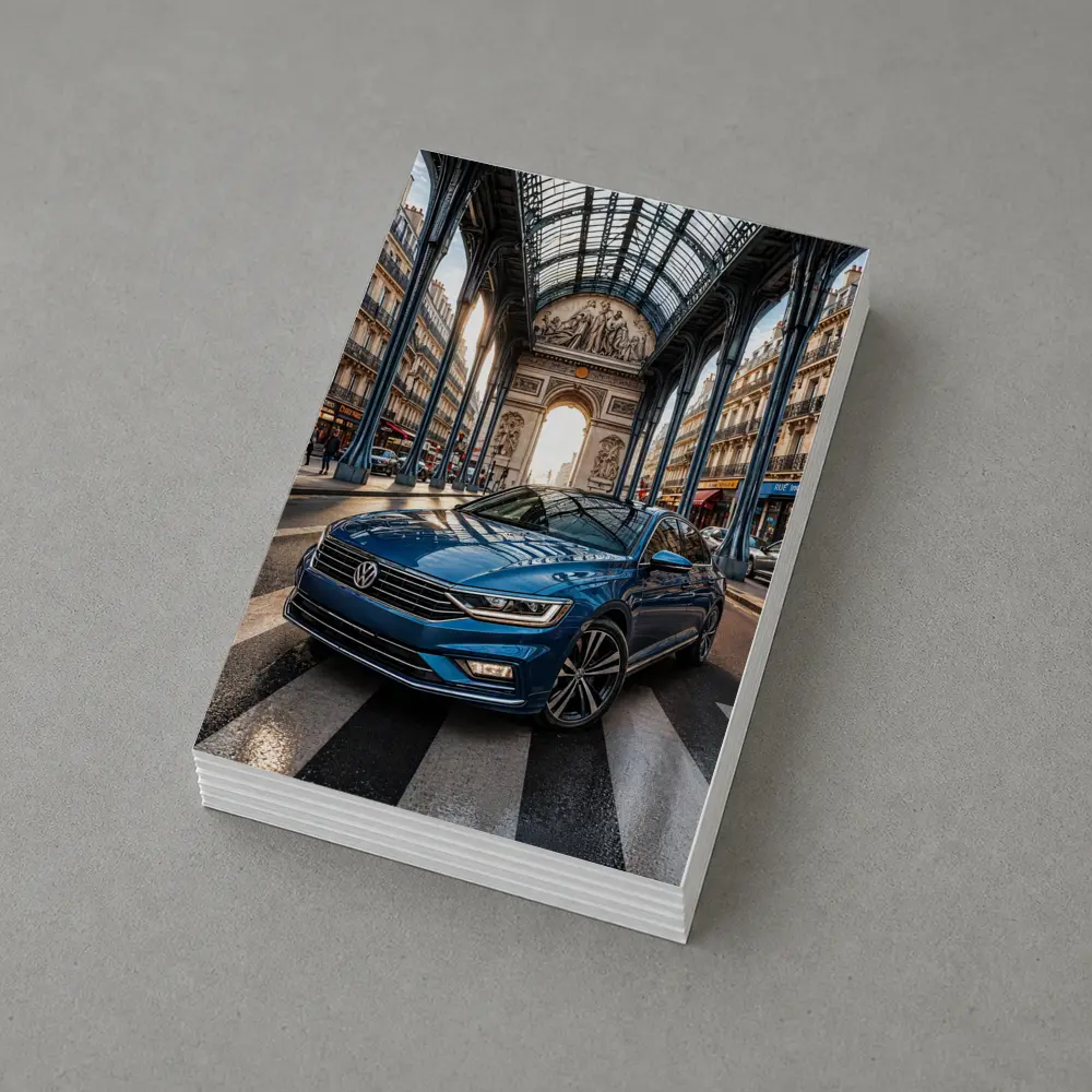 Volkswagen Passat Blue Car Paris Street – Postcards