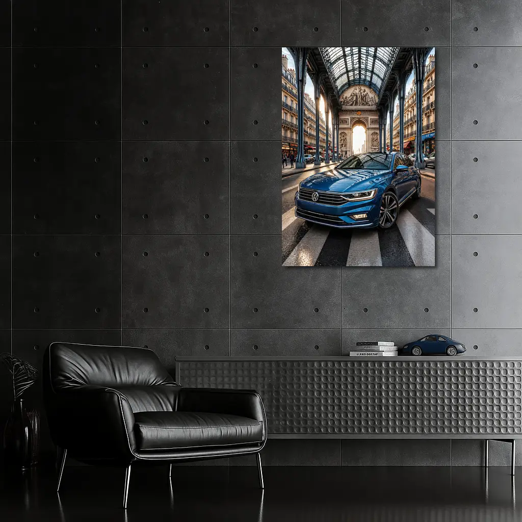 Volkswagen Passat Blue Car Paris Street