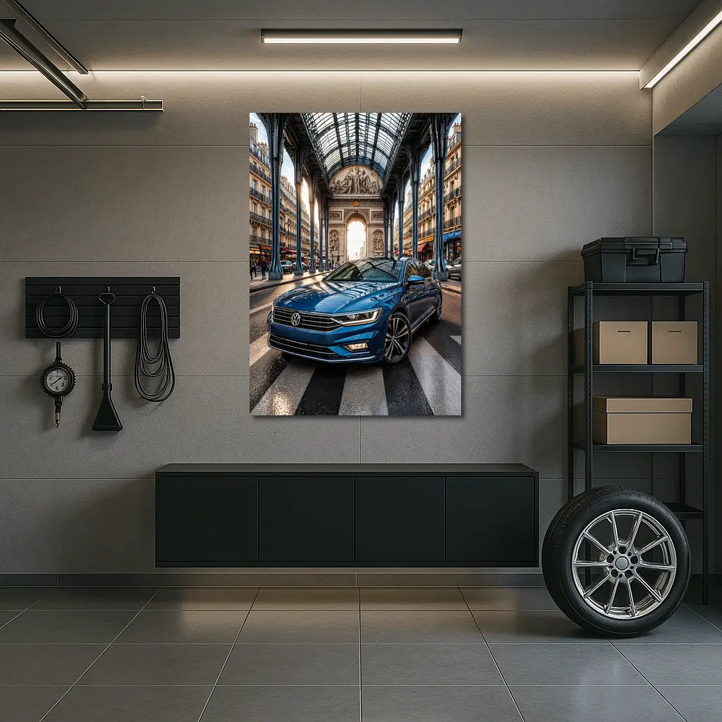 Volkswagen Passat Blue Car Paris Street – Wall Art