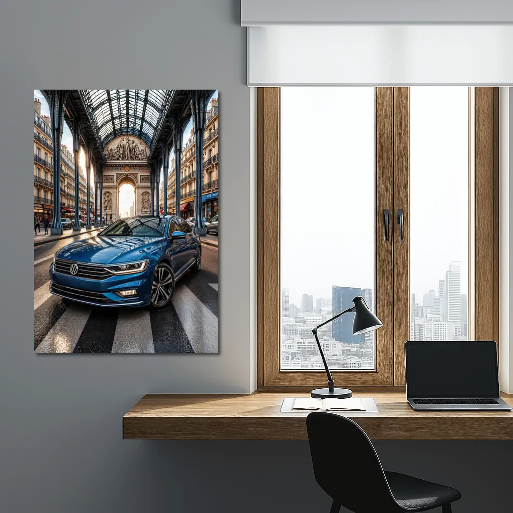 Volkswagen Passat Blue Car Paris Street – Wall Art