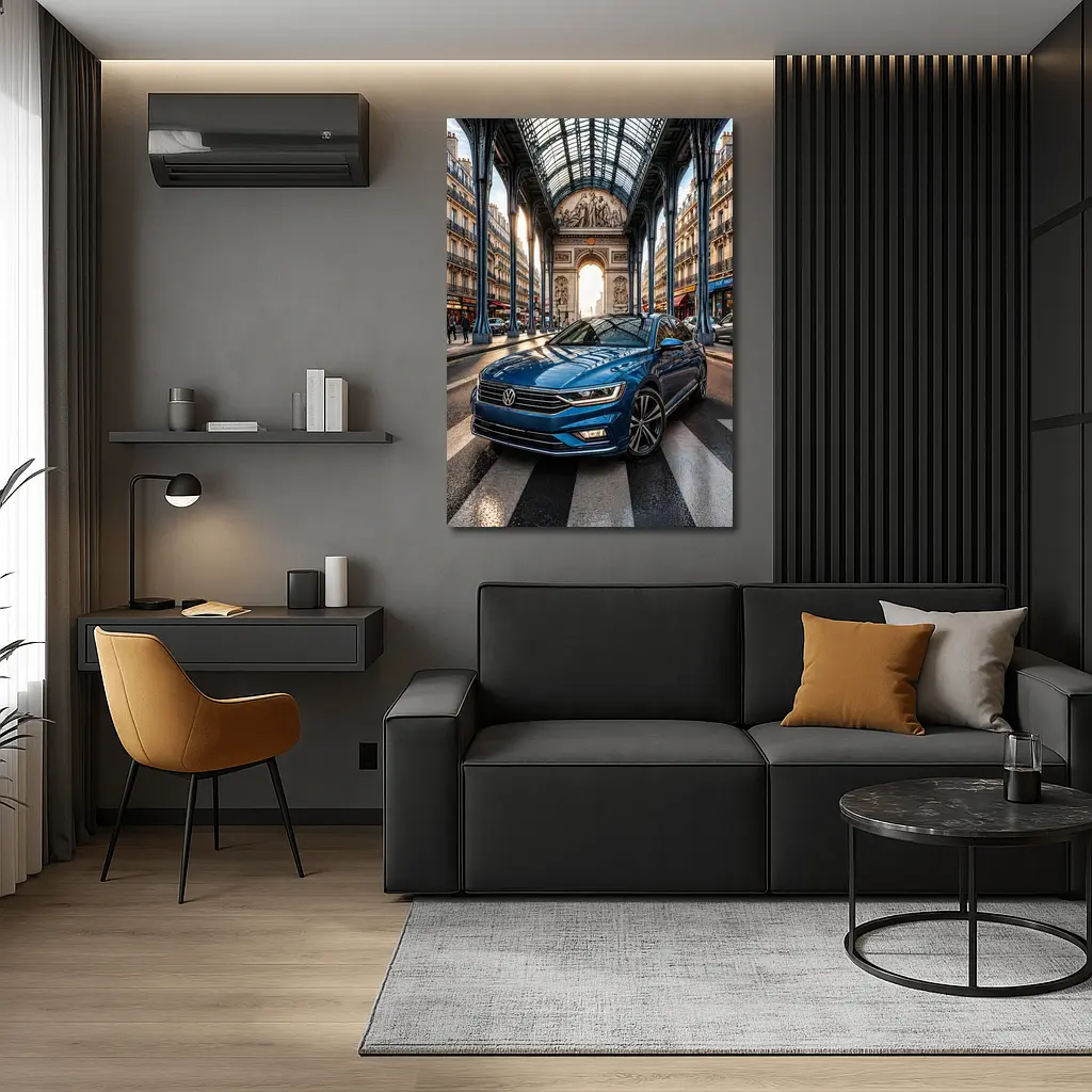 Volkswagen Passat Blue Car Paris Street – Wall Art