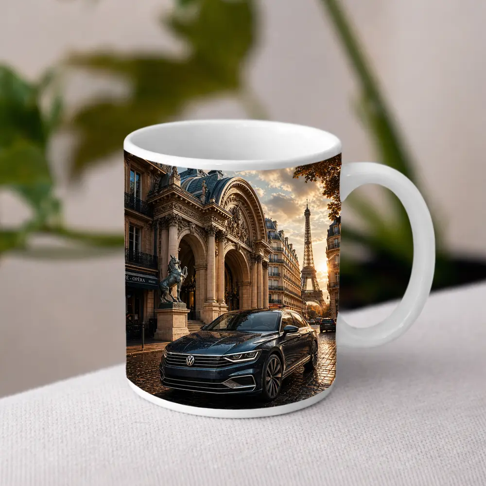 Volkswagen Passat Parked Near Eiffel Tower Paris – Mugs