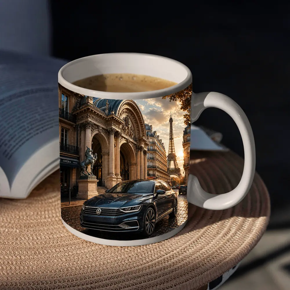 Volkswagen Passat Parked Near Eiffel Tower Paris – Mugs
