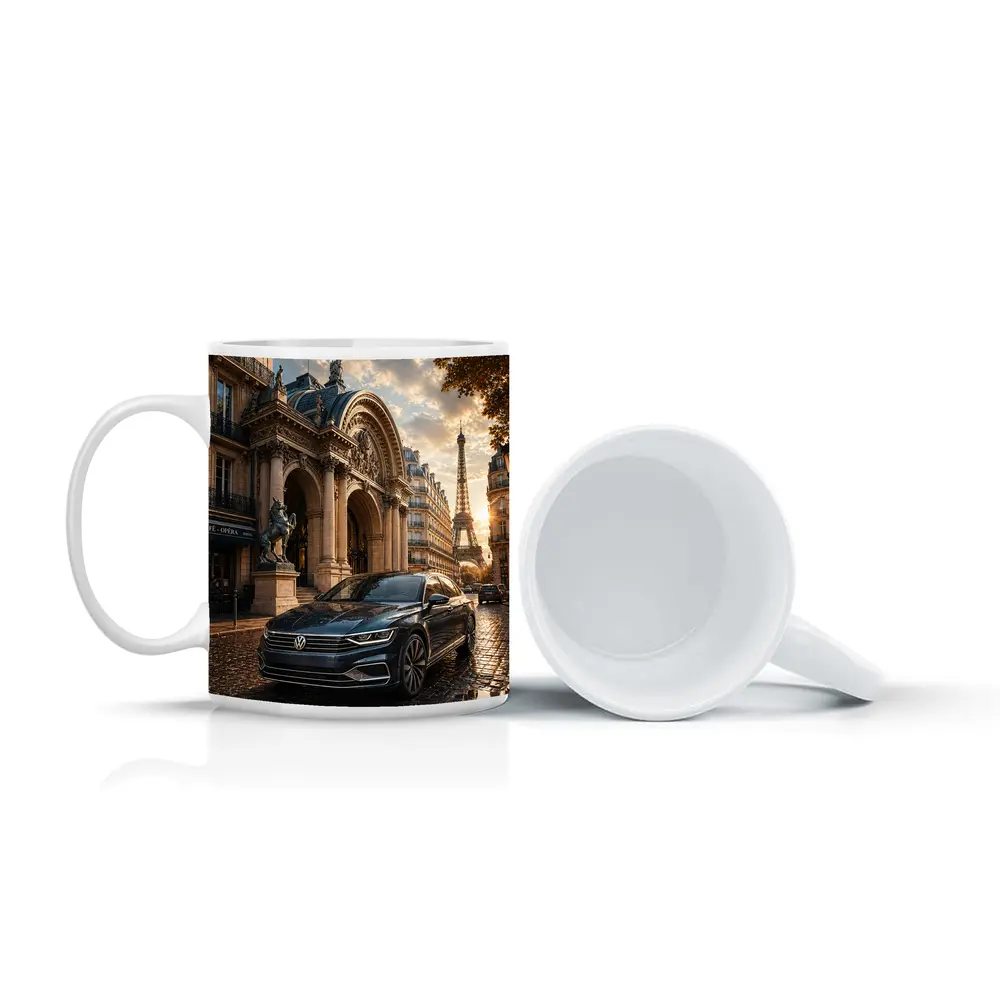 Volkswagen Passat Parked Near Eiffel Tower Paris – Mugs