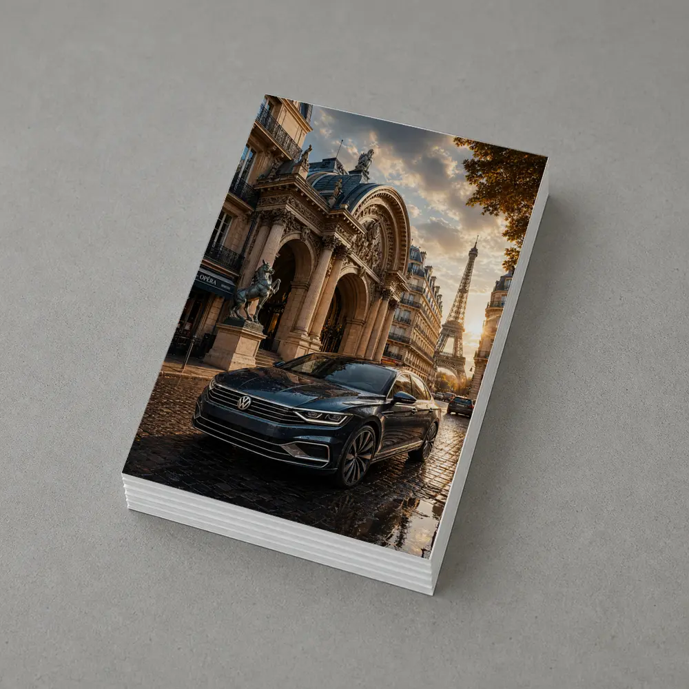 Volkswagen Passat Parked Near Eiffel Tower Paris – Postcards