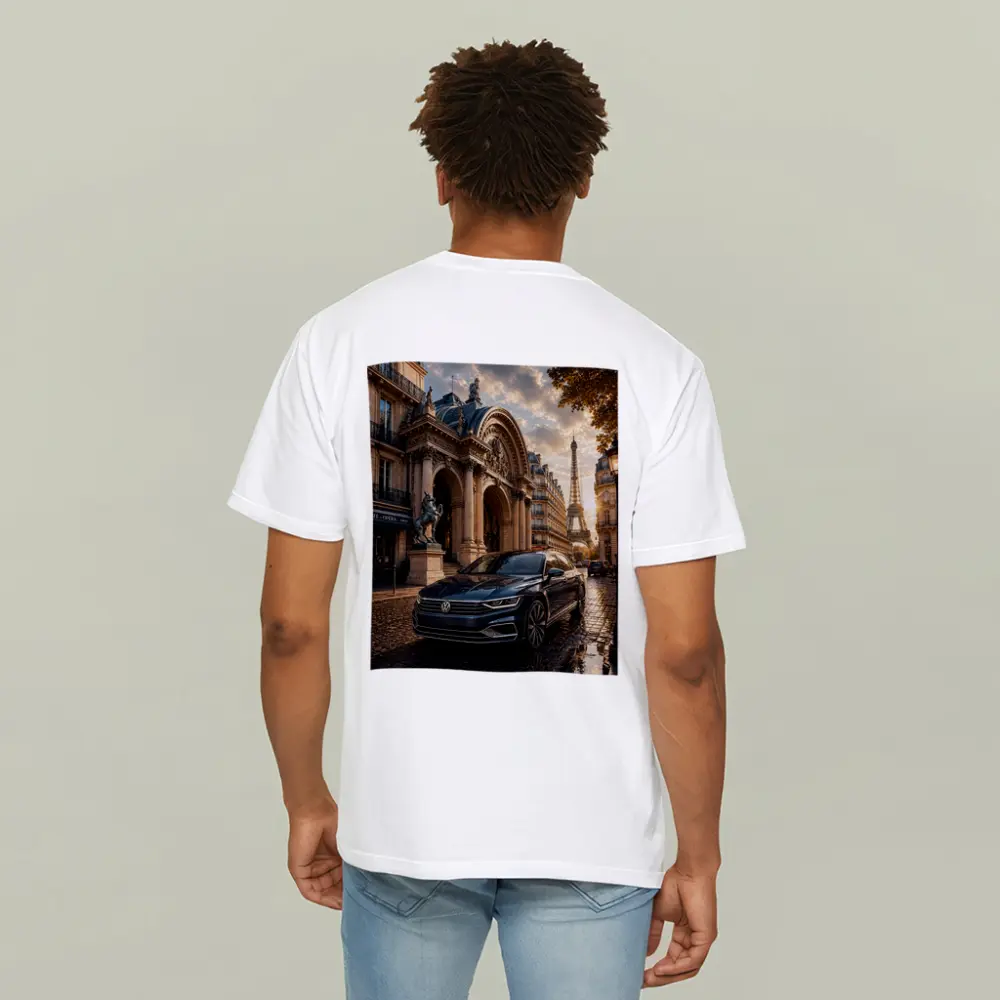 Volkswagen Passat Parked Near Eiffel Tower Paris – T-Shirts