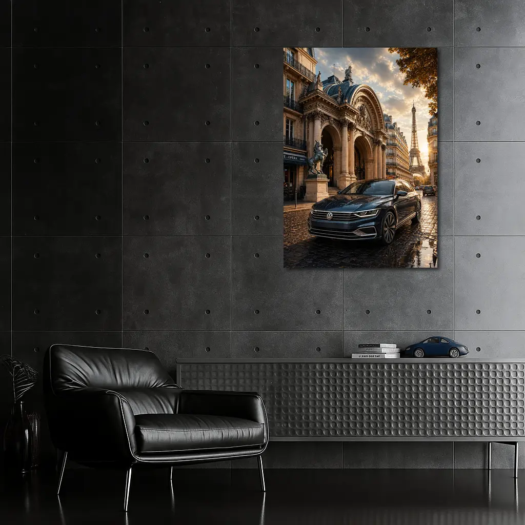 Volkswagen Passat Parked Near Eiffel Tower Paris – Wall Art