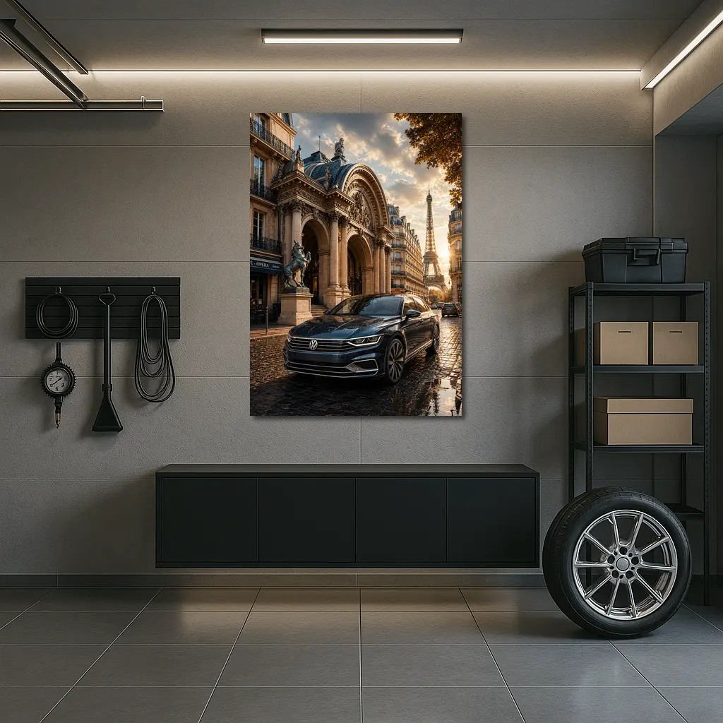 Volkswagen Passat Parked Near Eiffel Tower Paris – Wall Art