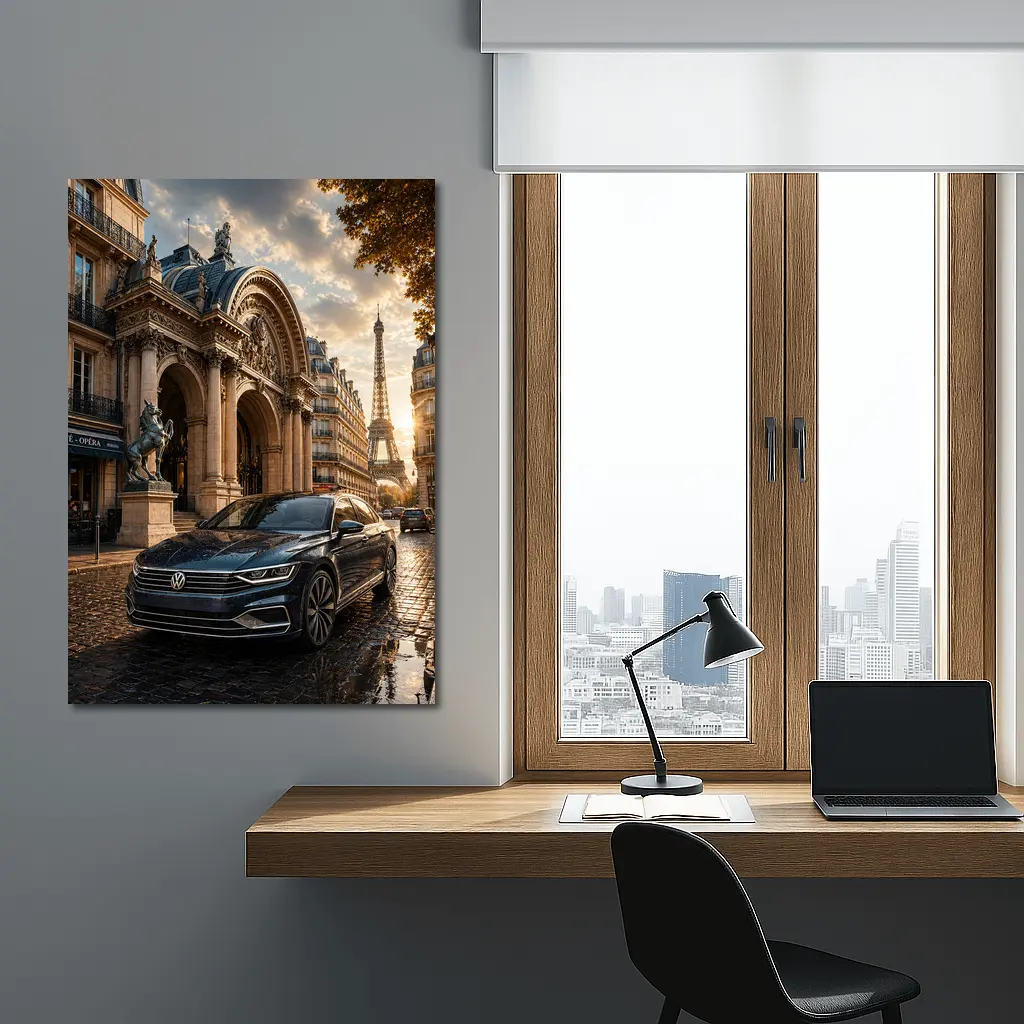 Volkswagen Passat Parked Near Eiffel Tower Paris – Wall Art