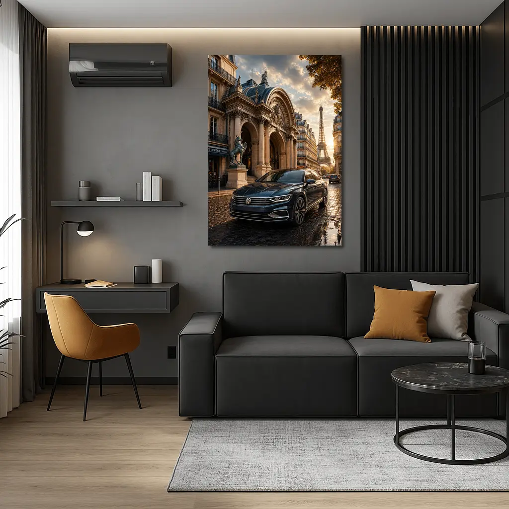 Volkswagen Passat Parked Near Eiffel Tower Paris – Wall Art