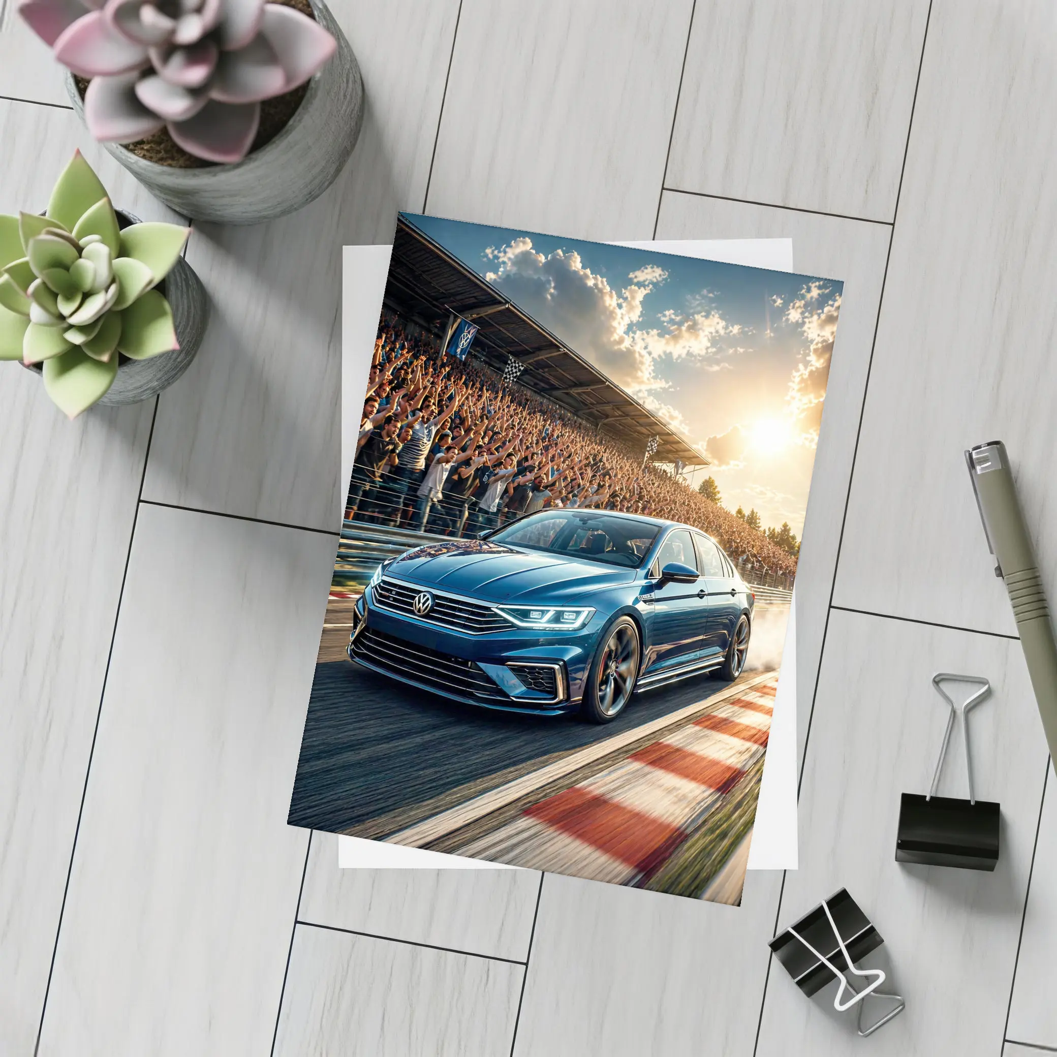 Volkswagen Passat Racing Circuit Cheering Crowd – Postcards