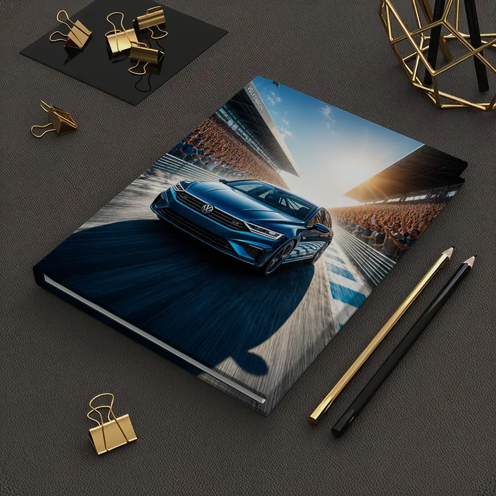 Volkswagen Passat Racing on Sunlit Track – Notebooks