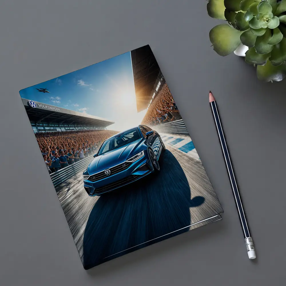 Volkswagen Passat Racing on Sunlit Track – Notebooks
