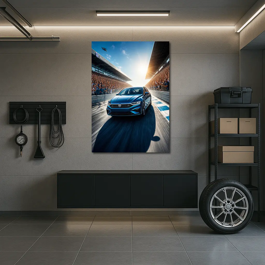 Volkswagen Passat Racing on Sunlit Track – Wall Art