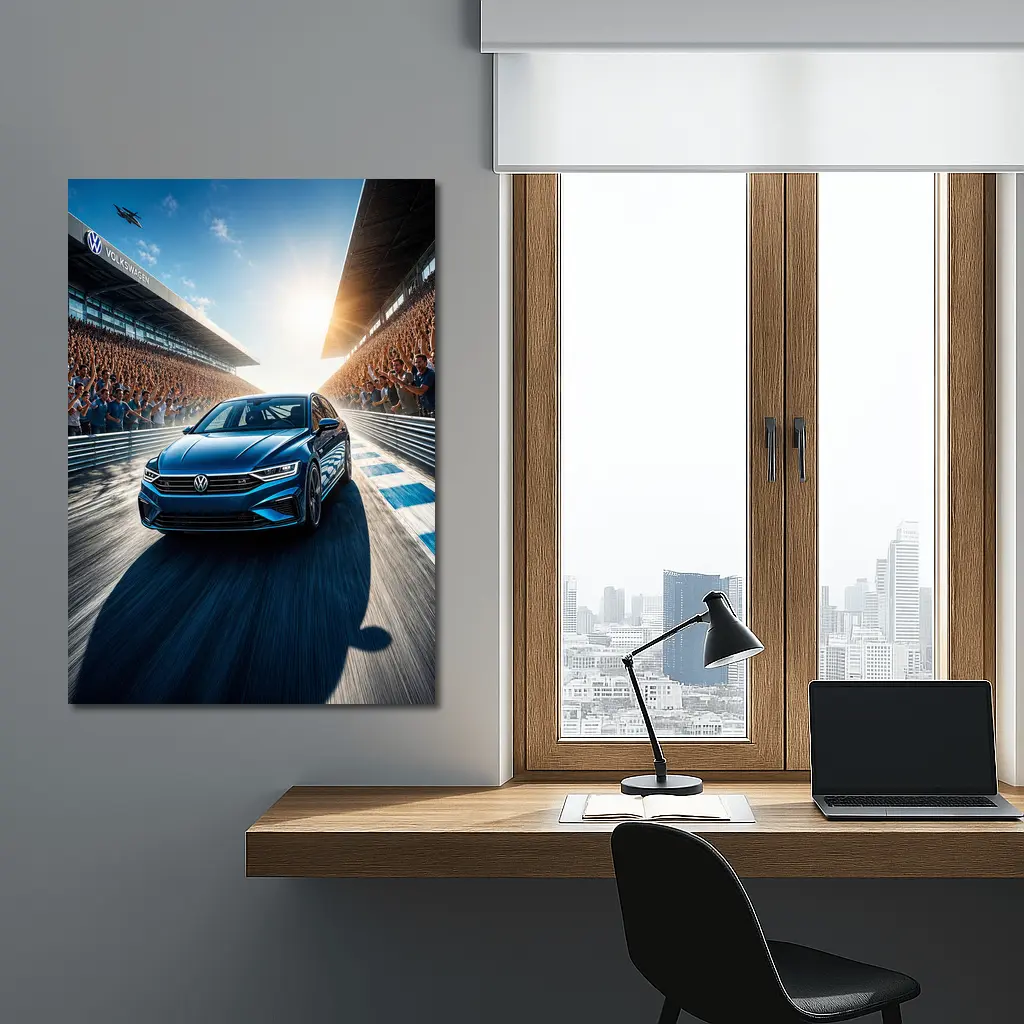 Volkswagen Passat Racing on Sunlit Track – Wall Art